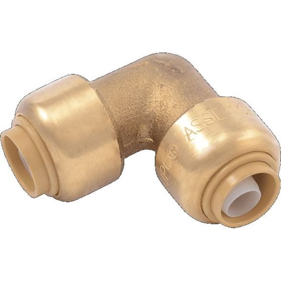 Sharkbite Push-Fit Elbow Fitting, 3/8 in Tube Size, Brass, Brass U246LF