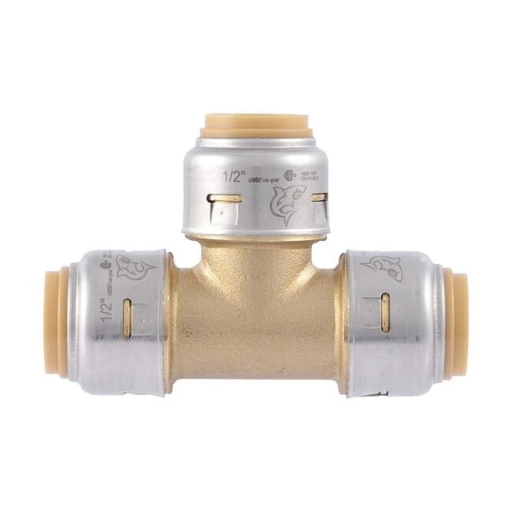 Sharkbite Tee, Brass, Push-Fit 1/2", 1/2", 1/2" UR362