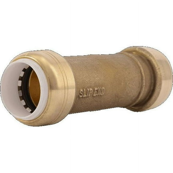 Sharkbite Push-Fit Coupling Fitting, 3/4 in Tube Size, Brass, Brass UIP3016