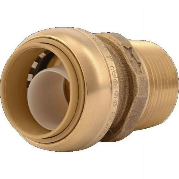 Sharkbite Male Adapter: Brass, Push-to-Connect x MNPT, For 1 in Tube OD, 1 in Pipe Size in Brass - U140LF