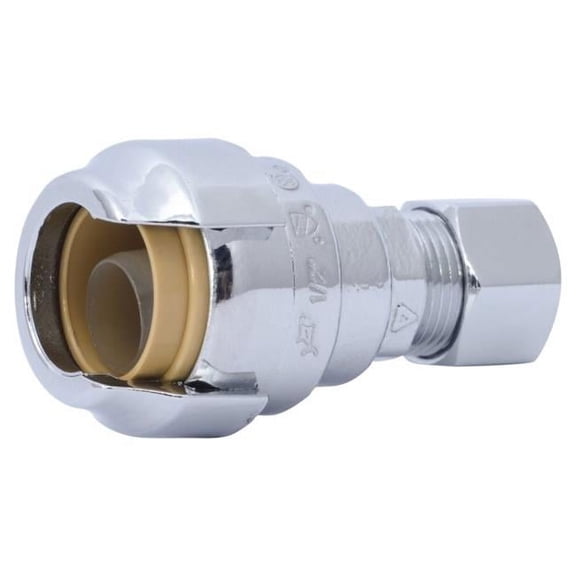 Sharkbite U637LFA 0.5 x 0.375 in. Right & Left Compression Adapter - Chrome