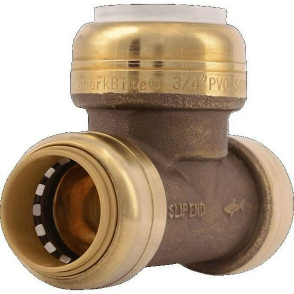 SharkBite PVC Fitting UIP371A 3/4 inch CTS X 3/4 inch CTS X 3/4 inch PVC, PVC Connector to Copper, PEX, CPVC, HDPE or PE-RT for Potable Water