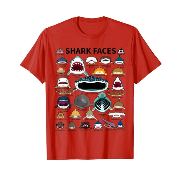 Sharkk Faces Type of Shark Shark Faces of All Kinds Unisex T-Shirt Funny Cute Shirt Graphic Tee