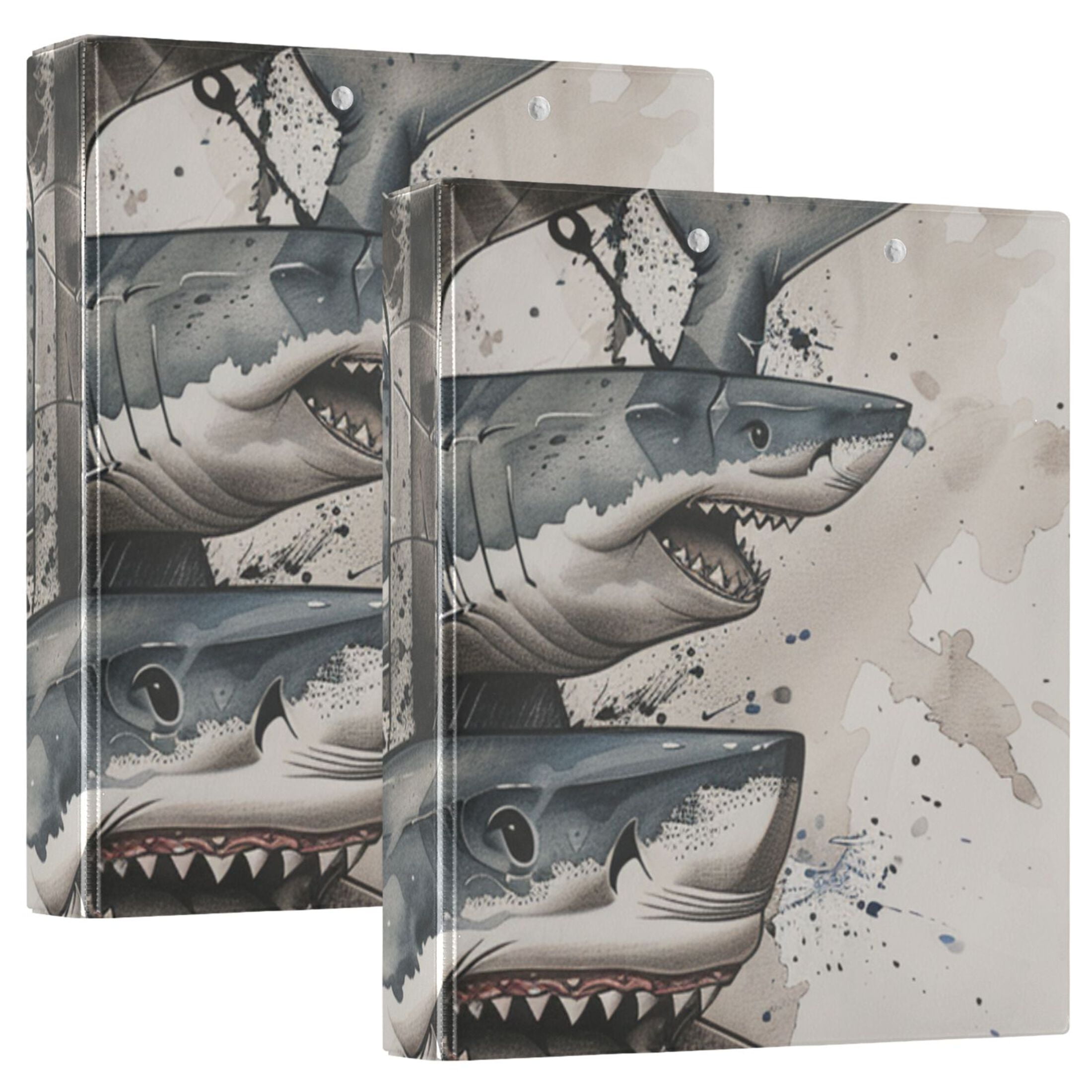 Sharks Anchors 3 Ring Binders 1.5 inch Hardcover File Folders with Interior Pockets A4 Size Organizer for School Office Hospital