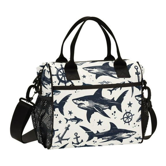 Sharks Anchors Cooler Bag Lunch Bag Soft Cooler Cooling Tote Insulated Lunch Box for Adult Men Women