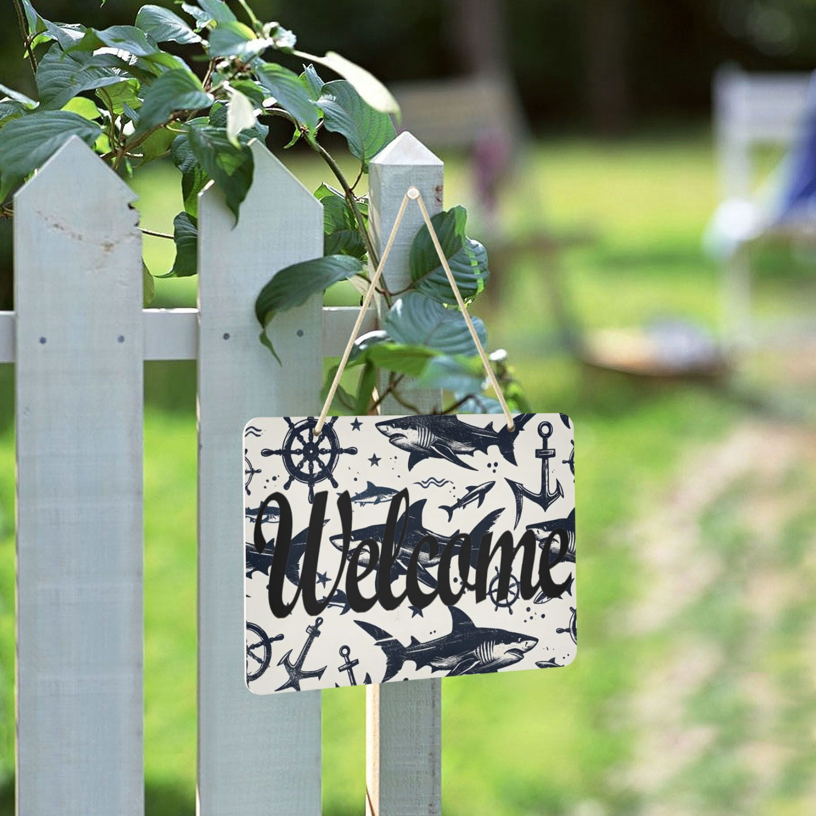 Sharks Anchors Welcome Sign for Front Door Porch Wreath Door Sign Home ...