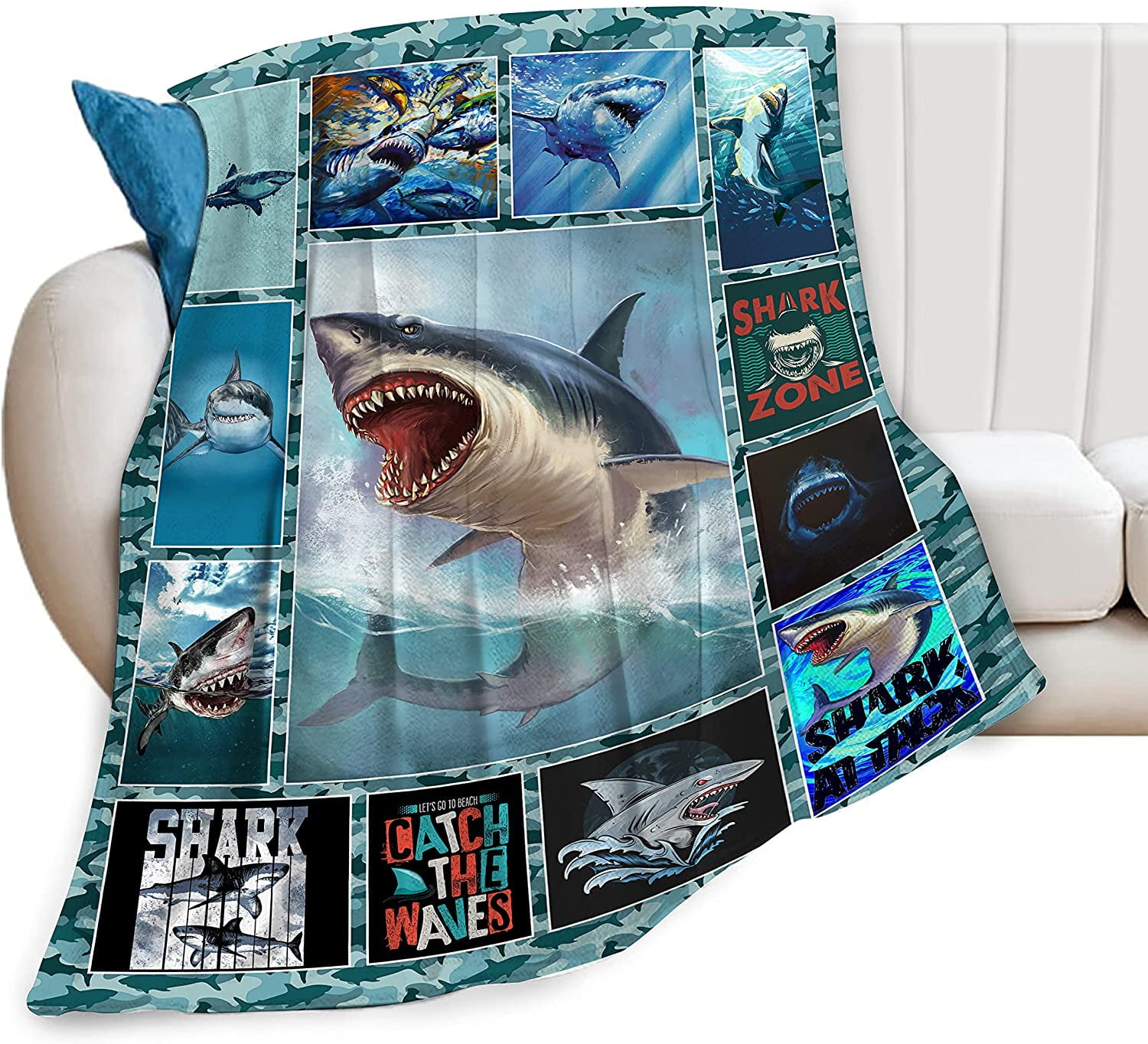 Sharks Blanket for Girl Boy Ocean Sharks Throw Blanket Soft Fleece Flannel Cozy Plush Fuzzy Sea Sharks Kid Gifts for Sharks Lovers for Couch Sofa Bed 80 x60 Walmart