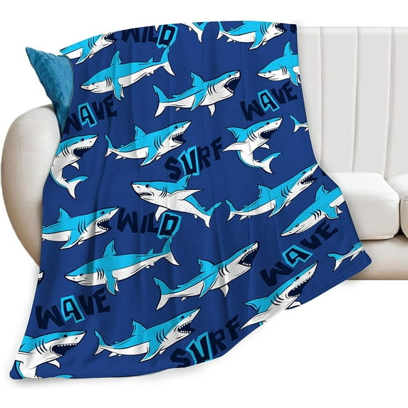 Sharks Blanket for Girl Boy Sharks Throw Blanket Super Soft Fleece Flannel Cozy Plush Fuzzy Sea Sharks Kid Gifts for Sharks Lovers for Couch Sofa Bed 80"x60"