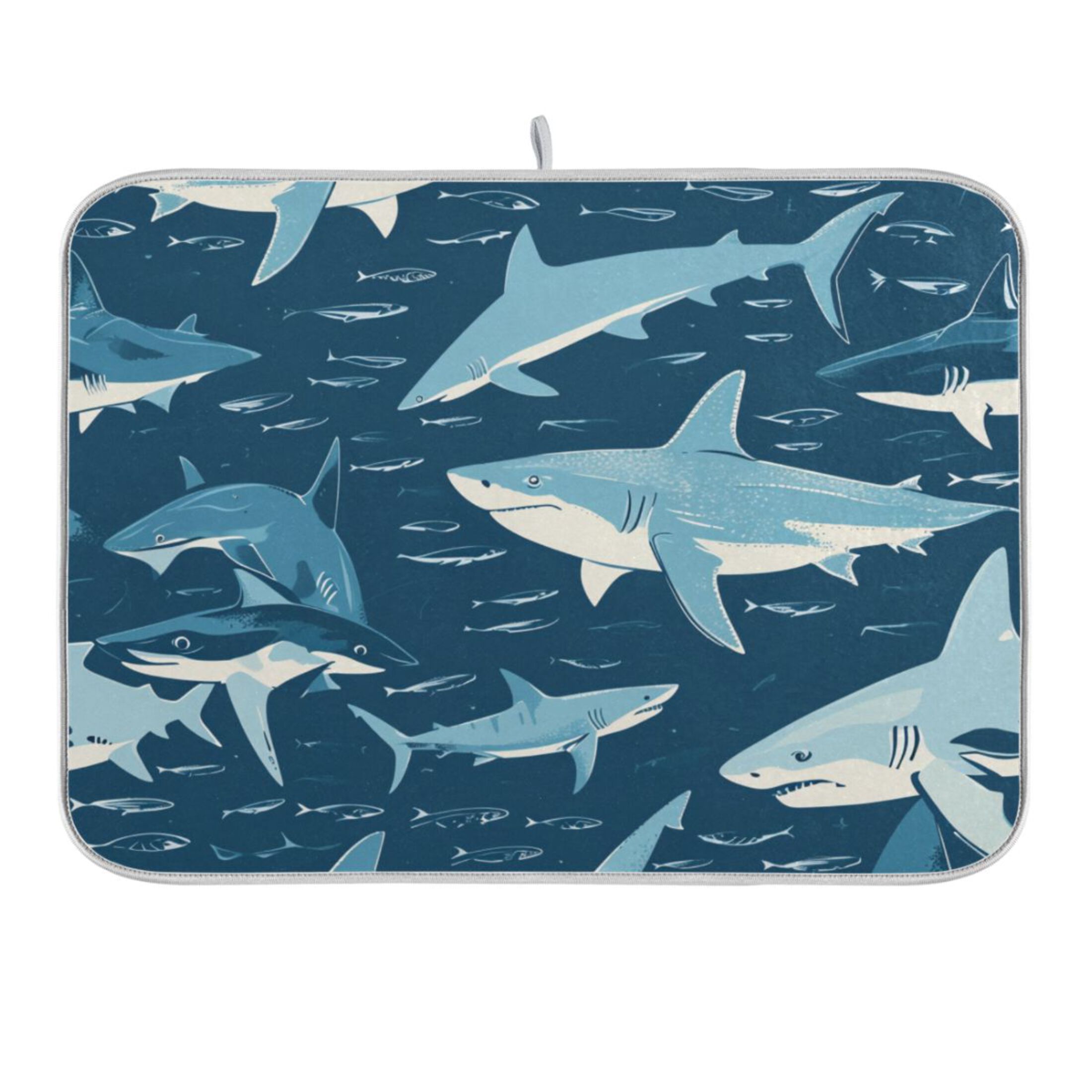 Sharks Fish in Sea Dish Drying Mat for Kitchen Counter 18x24 In ...