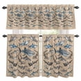 thumbnail image 1 of Sharks Kitchen Curtains Valances and Tiers Set of 3 Retro Ocean White Blue Brown Sharks Linen Texture Tier Curtains and Valance with Rod Pocket for Small Windows, 27.5"x24", 1 of 9