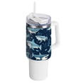 thumbnail image 1 of Sharks Leaves 40 oz Tumbler with Handle Insulated&nbsp;Travel Mug&nbsp;Lid Straw Leak Proof Steel Vacuum Water Bottles Glasses Fits in Car Cup Holder, 1 of 7