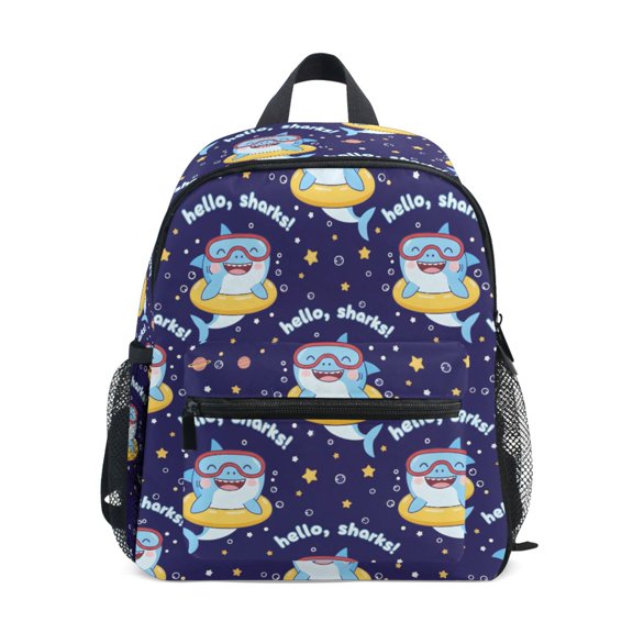 Sharks Mini Backpack Cute Small Backpack with Chest Strap and Whistle Ages 3-8