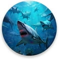 thumbnail image 1 of Sharks Pattern Coaster, Drinks Round Absorbent Stone Set with Ceramic Stone and Cork Base, Tabletop Protection Mats and Cups Place for 2PCS Home Decor, 1 of 6