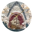 thumbnail image 1 of Sharks Roaring Wave Sailboat Round Wall Clock Silent Analog Battery Operated Gold Pointer Home Decor 9.84" Diameter, 1 of 11