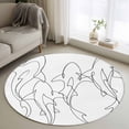 thumbnail image 1 of Sharks Round Area Rugs 3 ft, Abstract Geometric White Lines Sharks Washable Small Area Rug with Non-Slip Sturdy Edge Binding Round Front Door Mat Floor Carpet for Entryway, 1 of 9