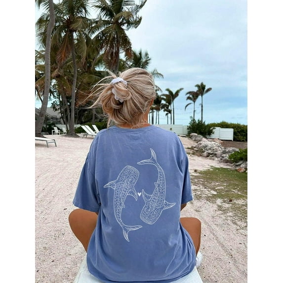 Sharks Shirt Coconut Girl Shirt, Whale Shark Shark Shirt Ocean Inspired Style Ocean Animal Shirt Preppy Stuff Beach Bum TH220562