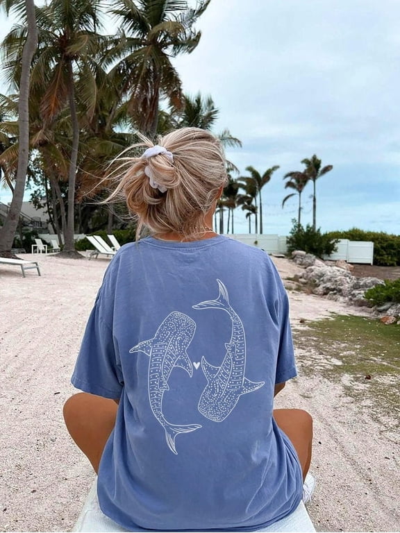 Sharks Shirt Coconut Girl Shirt, Whale Shark Shark Shirt Ocean Inspired Style Ocean Animal Shirt Preppy Stuff Beach Bum TH220562