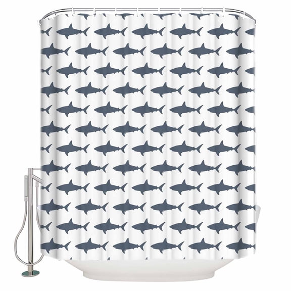 Sharks Shower Curtain Set ,Waterproof Fabric Shower Curtains Cartoon Animals Texture Modern Style Shower Curtains for Bathroom,Bathroom Decor 60"x72"