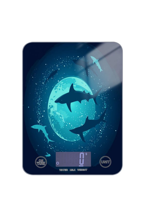 Sharks Swimming Around The Planet Earth Food Scale Digital Kitchen Scale Waterproof Grams Ounces lbs for For Baking and Cooking