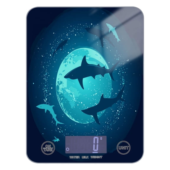 Sharks Swimming Around The Planet Earth Food Scale Digital Kitchen Scale Waterproof Grams Ounces lbs for For Baking and Cooking