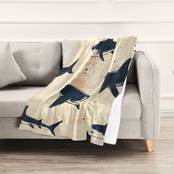 Sharks Swimming Around Throw Blanket 60" x 90" Soft and Warm Blankets for Couch Sofa and Bed