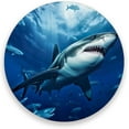 thumbnail image 1 of Sharks Swimming Coaster, Drinks Round Absorbent Stone Set with Ceramic Stone and Cork Base, Tabletop Protection Mats and Cups Place for 4PCS Home Decor, 1 of 6