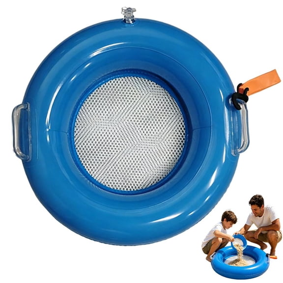 Sharks Tooth Sifters, Floating Sand Sifter with Dual-Layer Sifting Mesh, Inflatable Metal Detecting Tool, Floating Beach Sand Sifter for Shells, Fossils, Shark Teeth