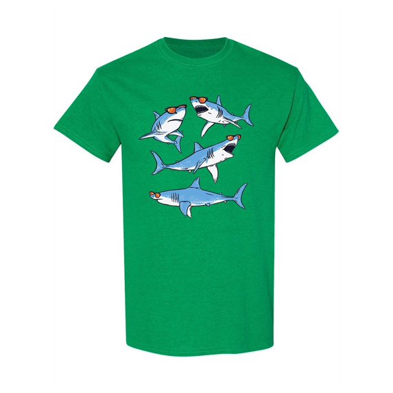 Sharks Wearing Sunglasses T-Shirt Men -Image by Shutterstock, Male Large