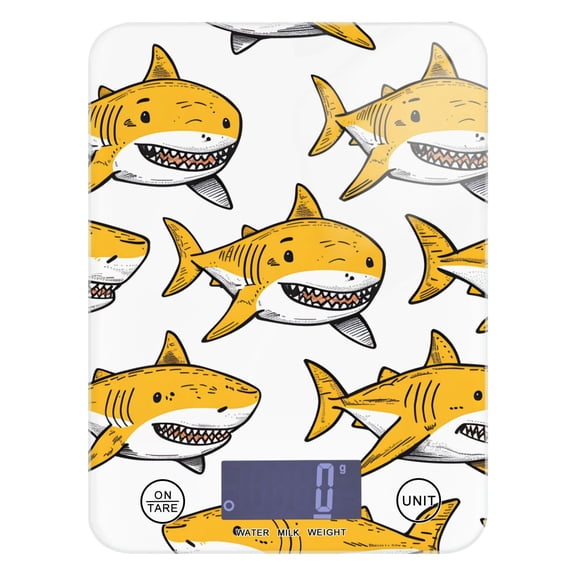 Sharks Yellow Food Scale Digital Kitchen Scale Waterproof Grams Ounces lbs for Weight Loss