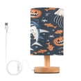 thumbnail image 1 of Sharks and Pumpkins Bedside Table Lamp Desk Warm Lights with USB Charging Port Cylinder LED Lamps for Bedroom Living Room Office, 1 of 7