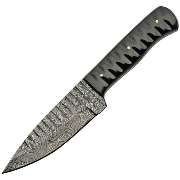 SZCO Supplies Damascus Steel Horn Shark Tooth Knife Hunting Knife
