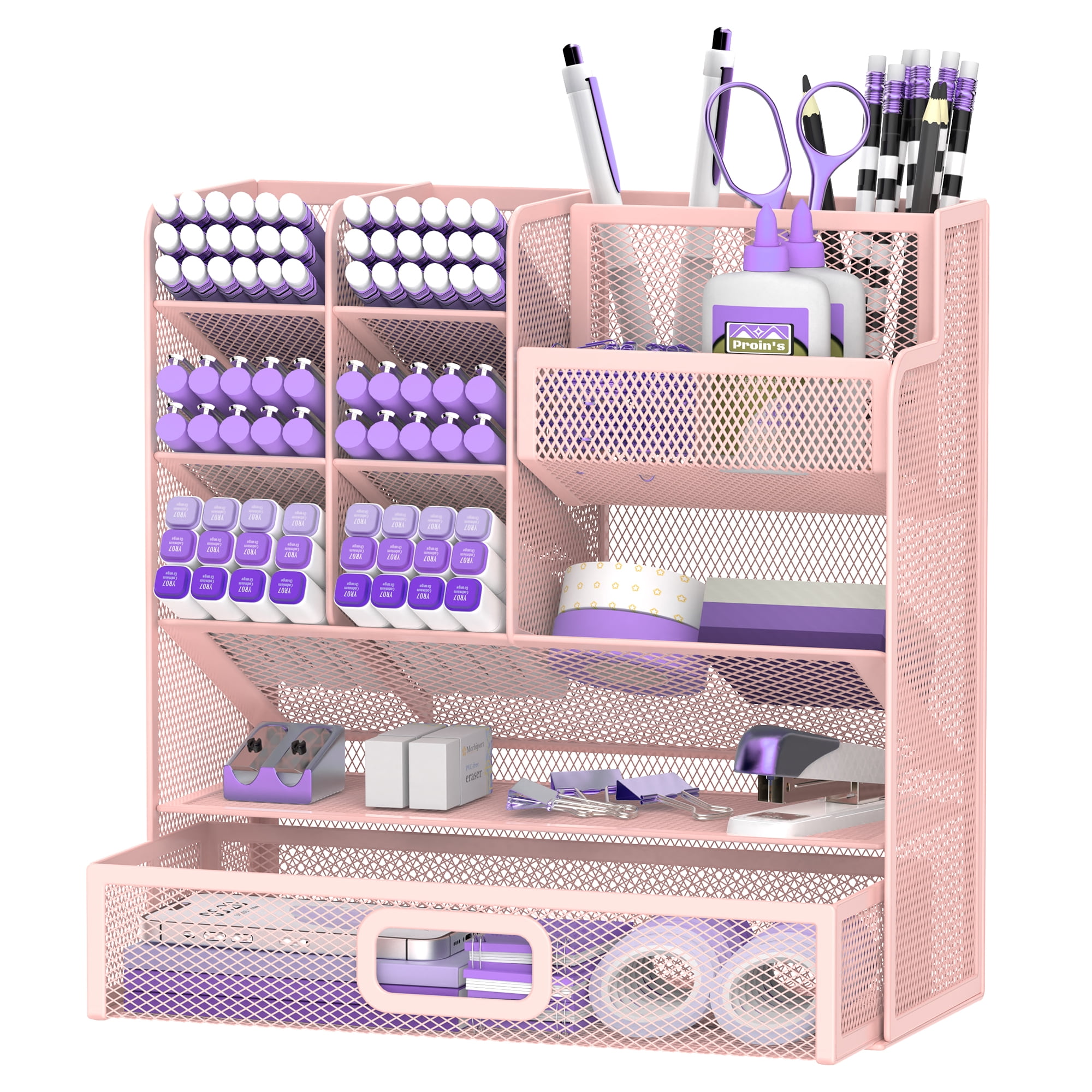 Sharkwoods Desktop Storage Rack, Multifunctional Stationery Storage Box, Office Storage Supplies, Separated Storage, Desk Organizers and Accessories for Office