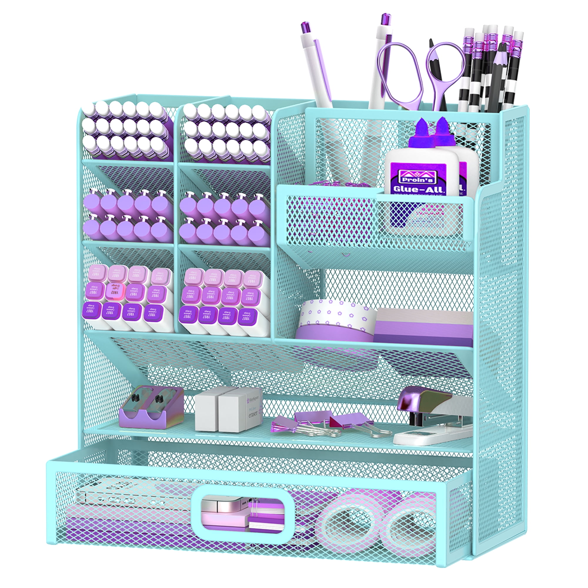 Sharkwoods Desktop Storage Rack, Multifunctional Stationery Storage Box, Office Storage Supplies, Separated Storage, Desk Organizers and Accessories for Office