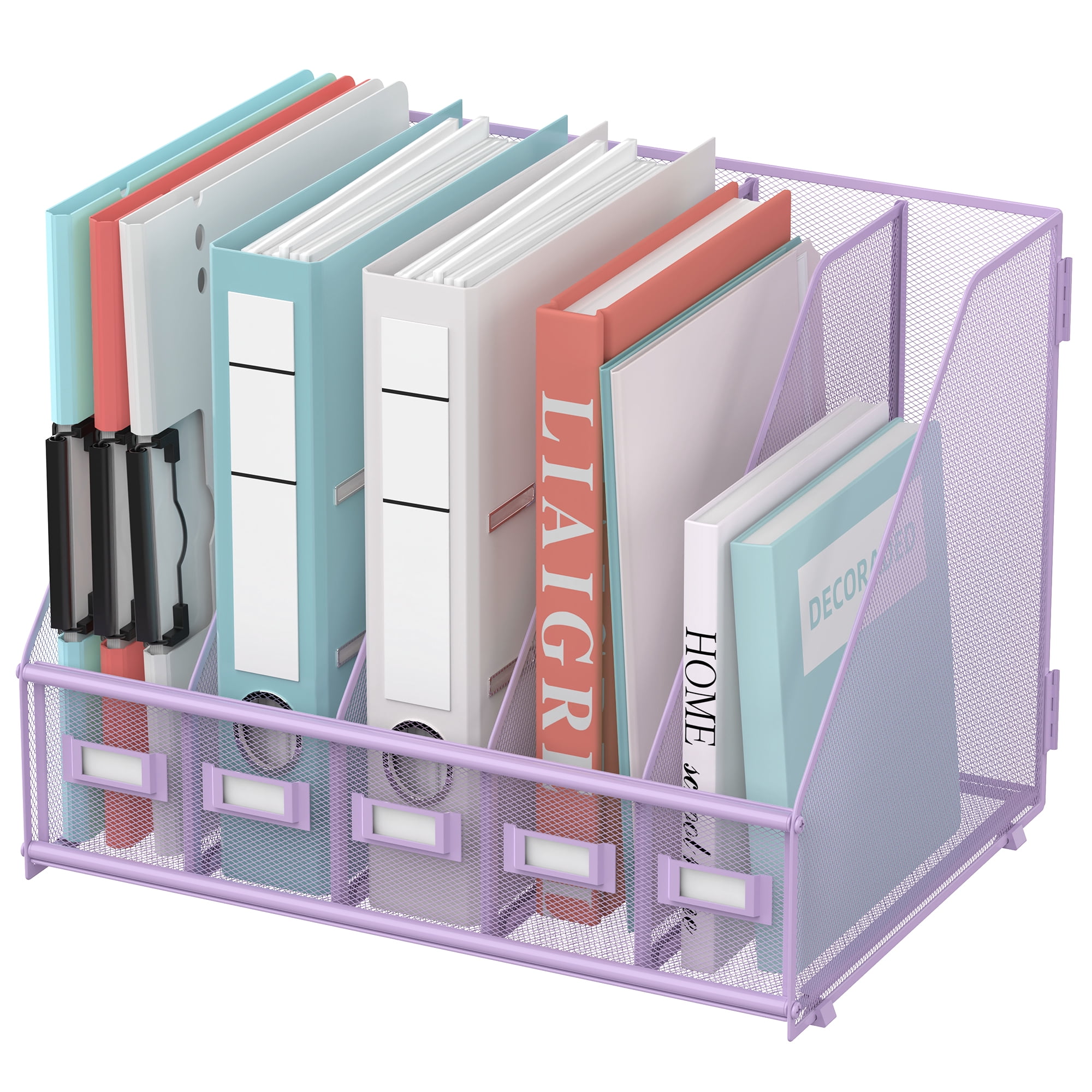 Sharkwoods Vertical Compartment File Organizer, 5 Compartments Desktop Paper Organizer