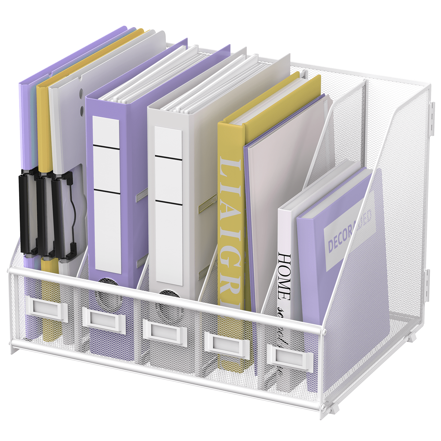Sharkwoods Vertical Compartment File Organizer, 5 Compartments Desktop Paper Organizer