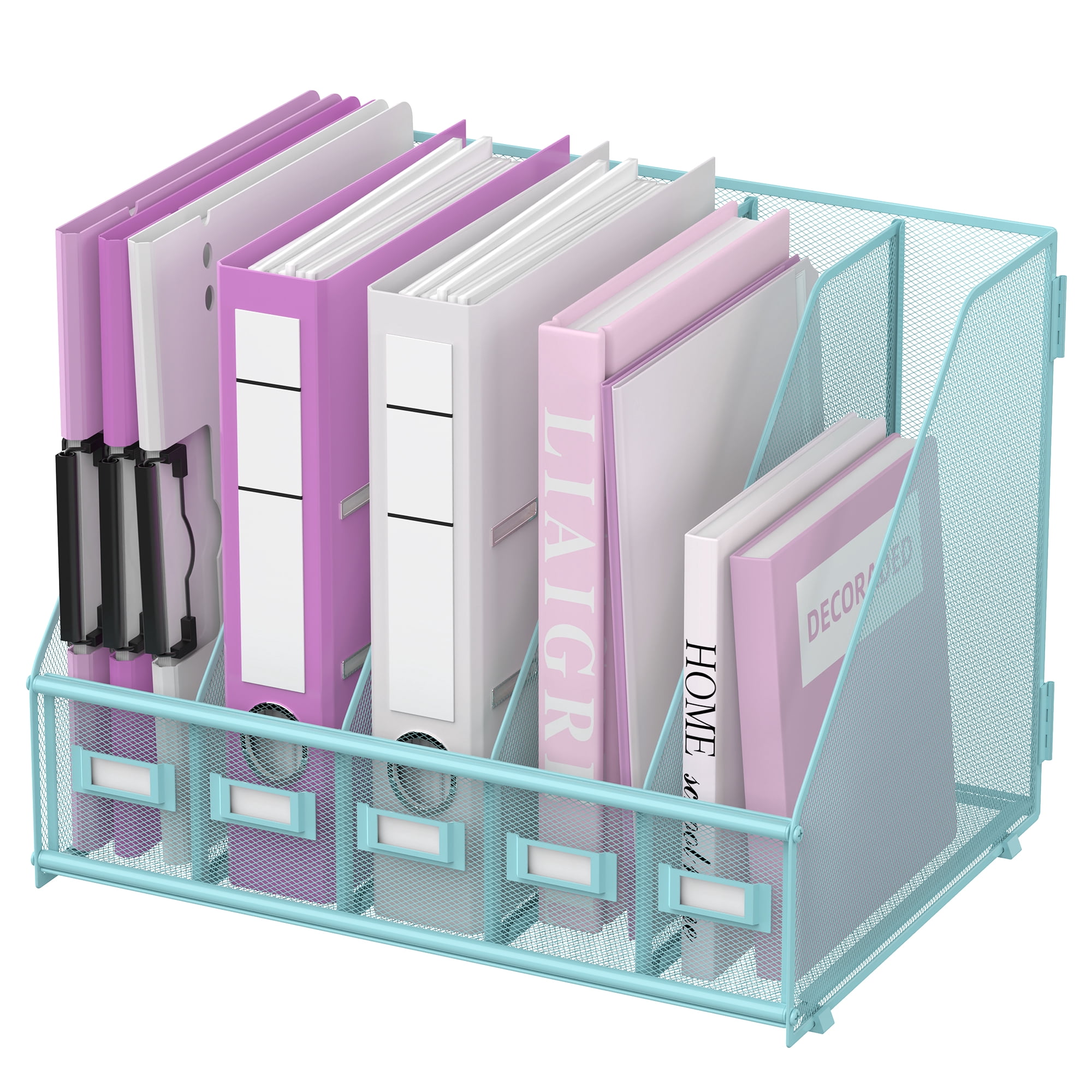 Sharkwoods Vertical Compartment File Organizer, 5 Compartments Desktop Paper Organizer