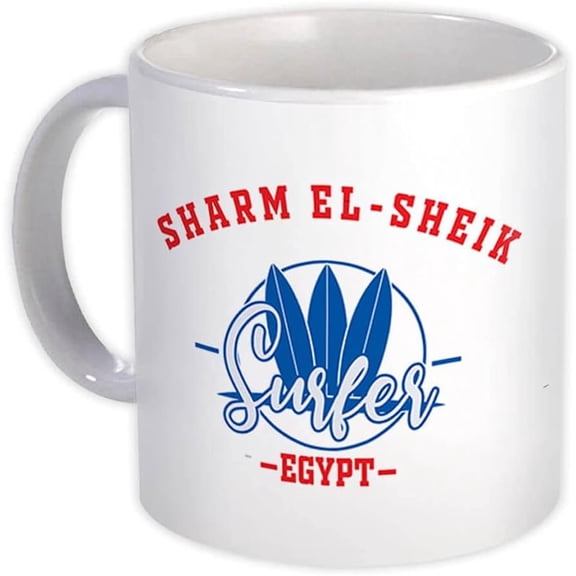 Sharm El-Sheik Egypt : Gift Mug Surfer Tropical Souvenir Travel - White