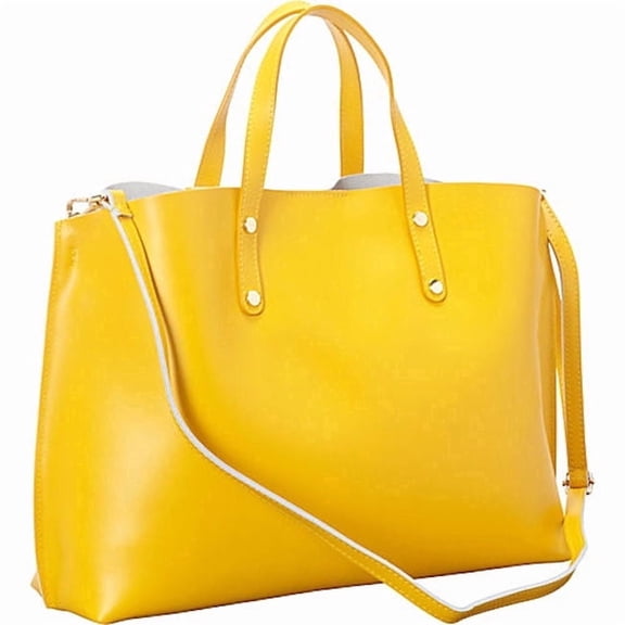 Sharo Women's Contemporary Tote Handbag and Shoulder Bag in Bold Yellow