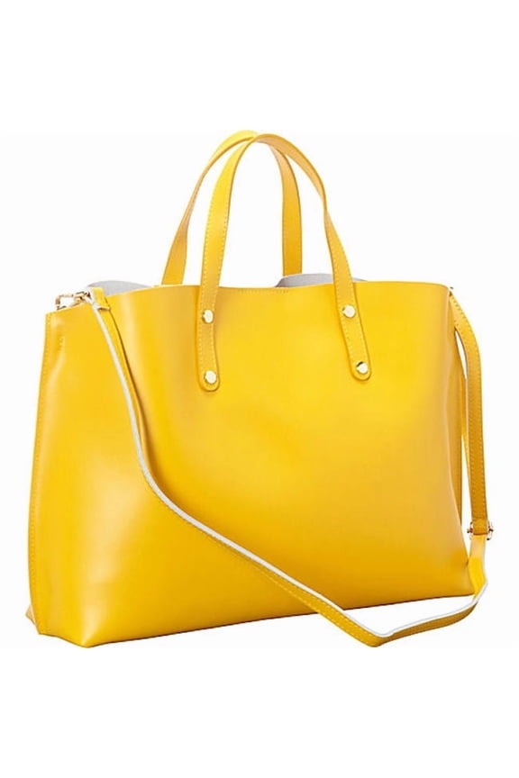 Women's Contemporary Tote Handbag and Shoulder Bag in Bold Yellow