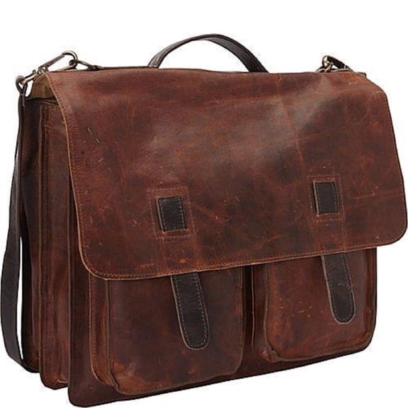 Sharo Executive Brief and Messenger Bag in Two Tone Premium Leather