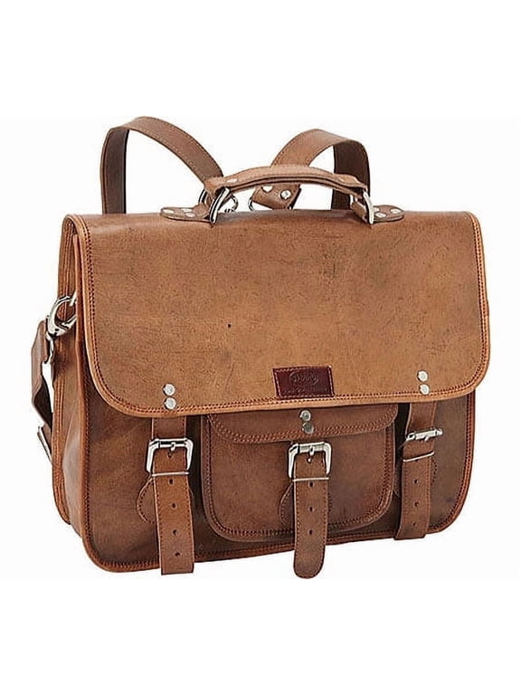 Unisex Genuine Leather Wide Three-in-One Backpack/Brief/Messenger Bag
