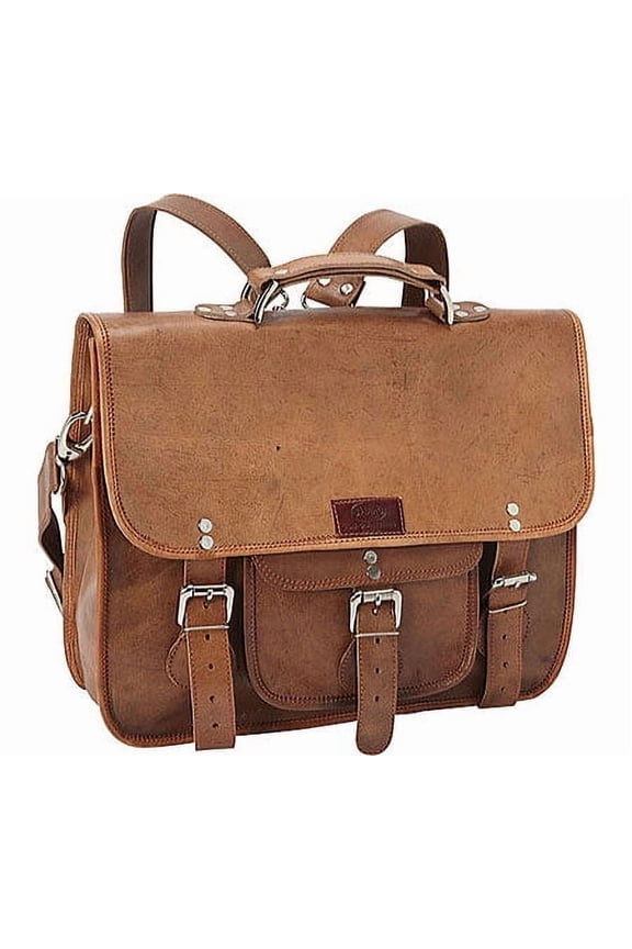 Genuine Leather Wide Three-in-One Backpack/Brief/Messenger Bag