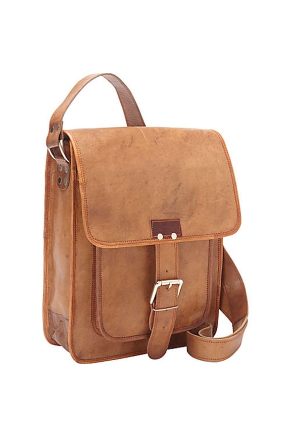 Adult Durable Leather Retro Messenger Bags with Adjustable Leather Shoulder Strap, Brown