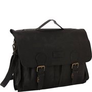 SHARO Unisex Soft and Durable Black Leather Hand Made Brief 15-inch Laptop, Adjustable shoulder Messenger strap