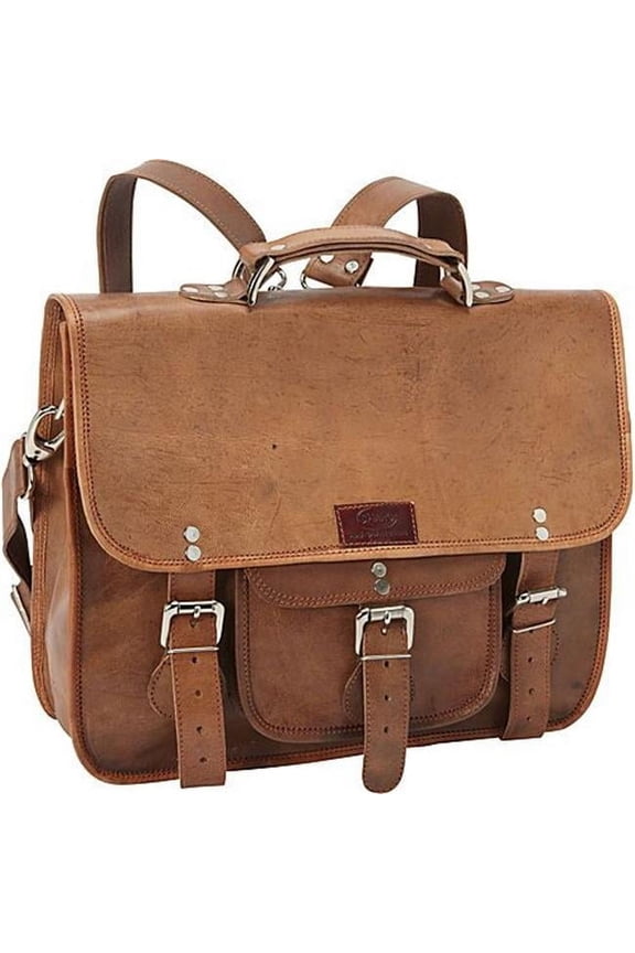 Wide Three-in-One Backpack Brief & Messenger Bag, Brown