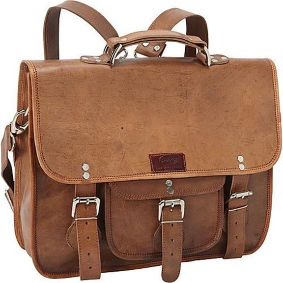 Sharo Wide Three-in-One Backpack Brief & Messenger Bag, Brown