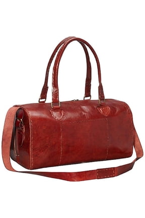 Red Round Leather Duffle Adjustable Leather Strap for Shoulder Bag
