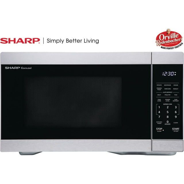 Sharp 1.1Cu. Ft. Countertop Microwave Oven in Stainless Steel with