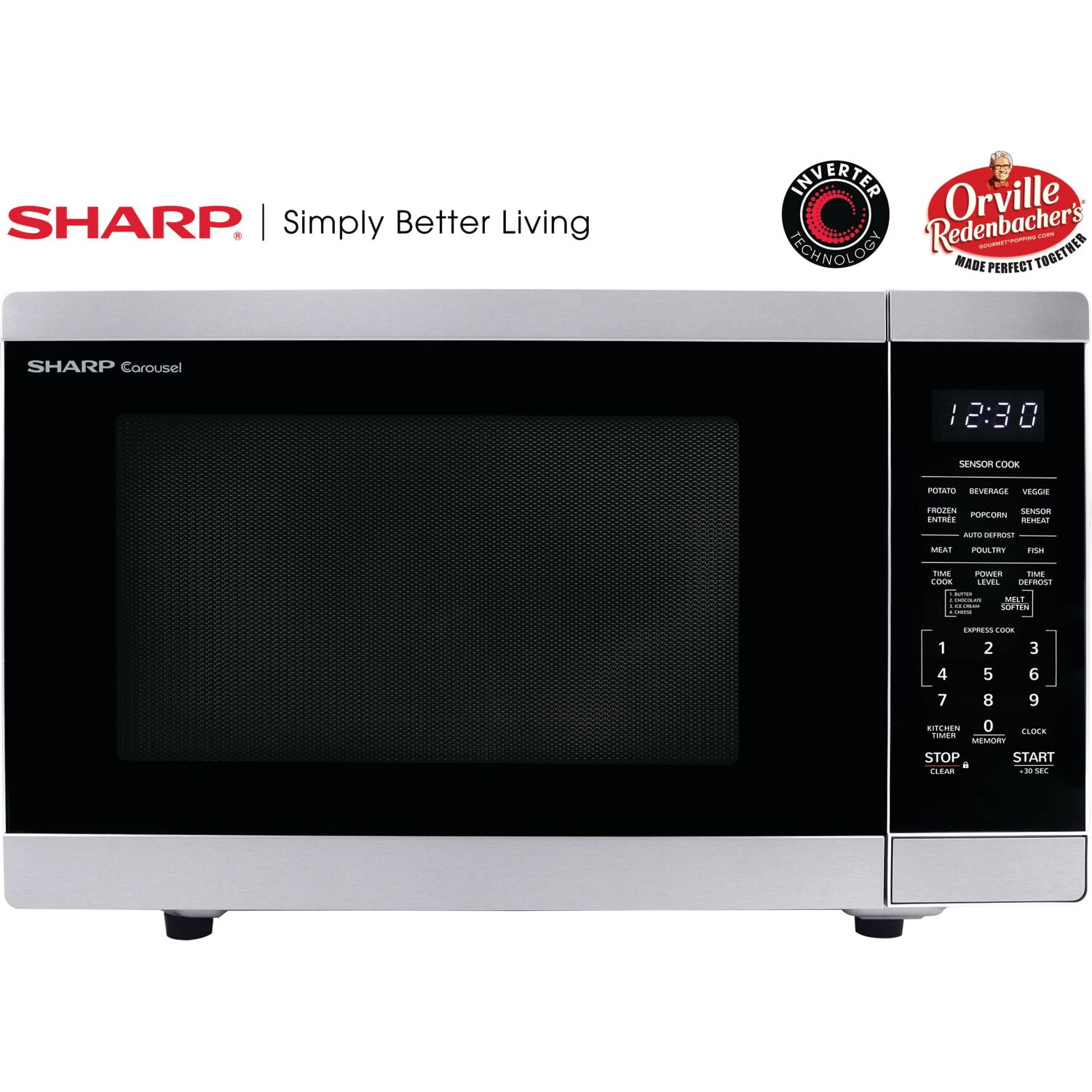 Sharp 1.4 cu ft Countertop Microwave Oven, Stainless Steel, 1100 