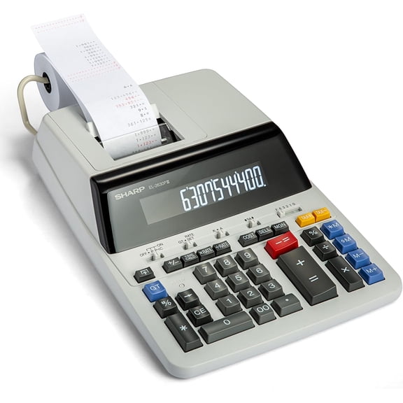 Sharp 12-Digit Commercial Printing Calculator, Fast 4.8 LPS Ribbon Printer with Cost, Sell and Margin Function, XL Display (EL-2630PIII)